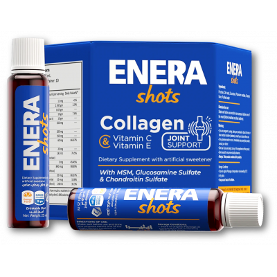 ENERA SHOTS COLLAGEN & VITAMINS C & E JOINT SUPPORT 10 DRINKABLE SHOTS NET WEIGHT 25 ML X 10